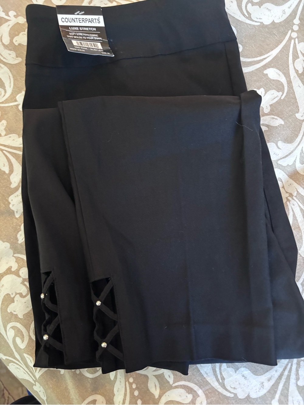 Counterparts Black Stretch Pencil Skirt with Side Lace-Up Detail